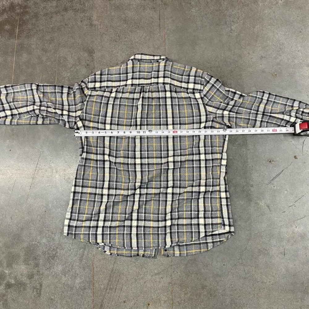 LL Bean Plaid Flannel Slightly Fitted Button Up Shirt‎ Gray Yellow XL - Picture 4 of 6